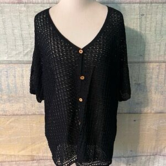 🆕 ELIZABETH by LIZ CLiborne Crochet Button Down Top Size XL - Picture 2 of 5